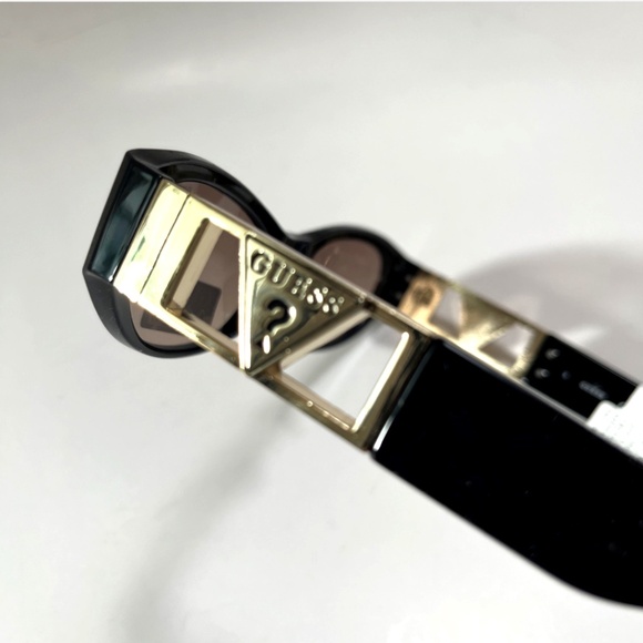New GUESS Slim Sunglasses GO00087 Acetate Black Gold Logo Brown Lens main image 6